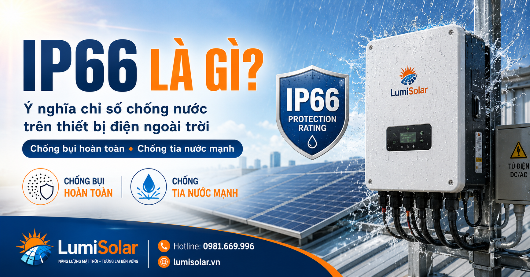 IP66 trong điện mặt trời là gì? Lưu ý khi chọn inverter, tủ điện, hộp nối ngoài trời
