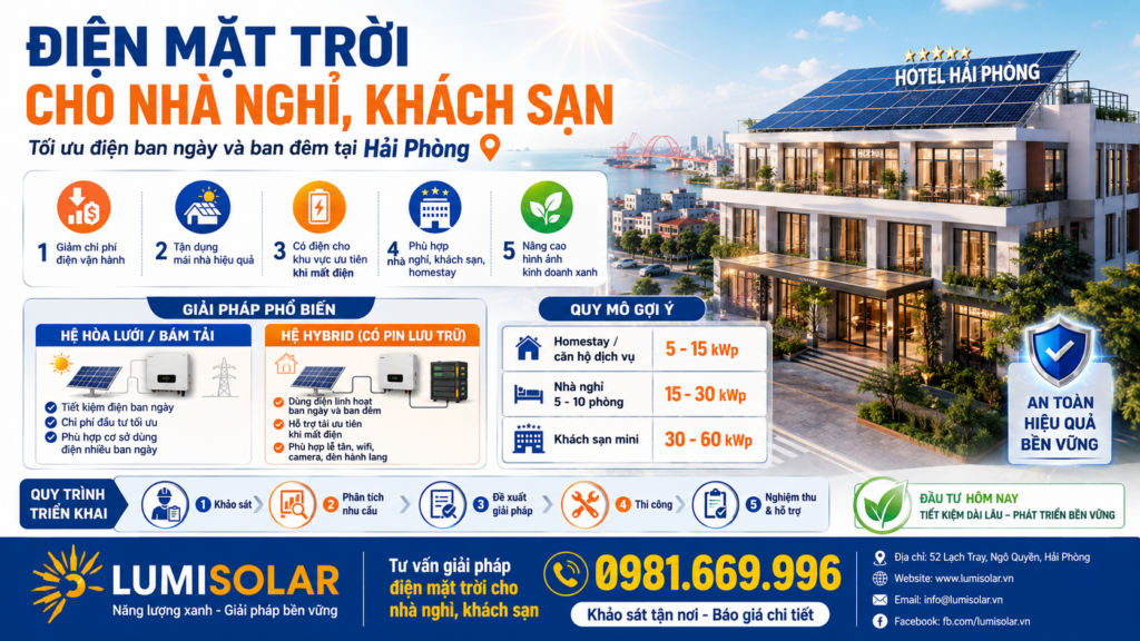 Lắp điện mặt trời cho nhà nghỉ, khách sạn tại Hải Phòng