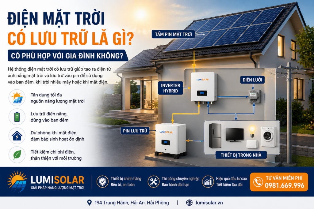 Điện mặt trời có lưu trữ cho gia đình tại Hải Phòng