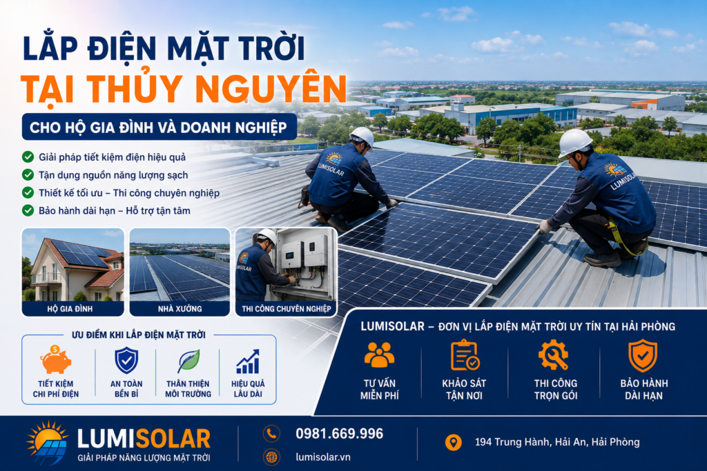 Lắp điện mặt trời tại Thủy Nguyên cho hộ gia đình và doanh nghiệp