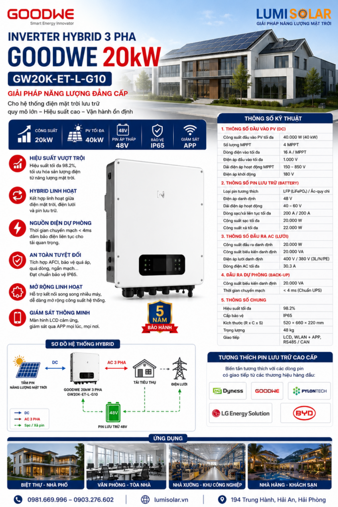 Inverter Hybrid 3 Pha GoodWe GW20K-ET-L-G10 20kW