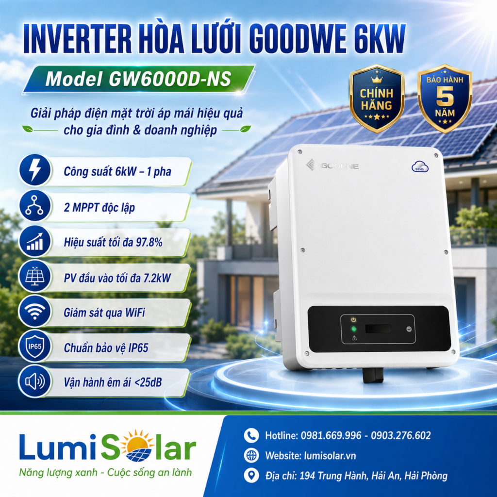Biến Tần Hòa Lưới GoodWe 6kW GW6000D-NS