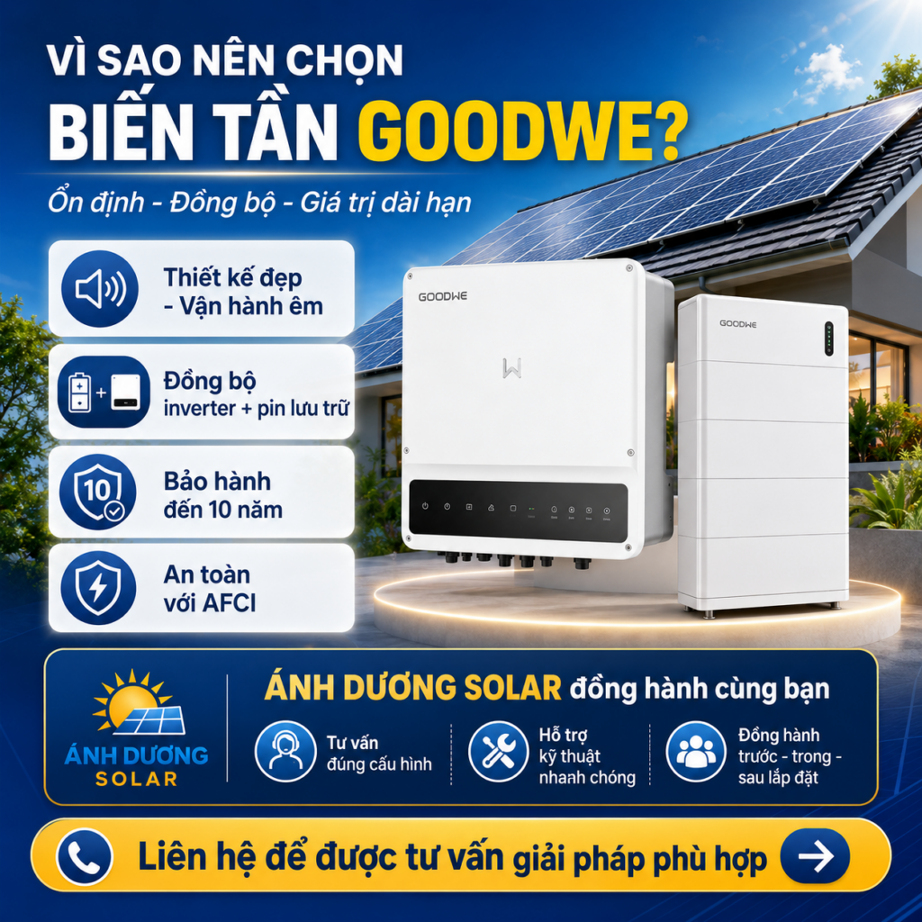 Biến tần GoodWe – lựa chọn đáng cân nhắc cho hệ điện mặt trời hiện đại