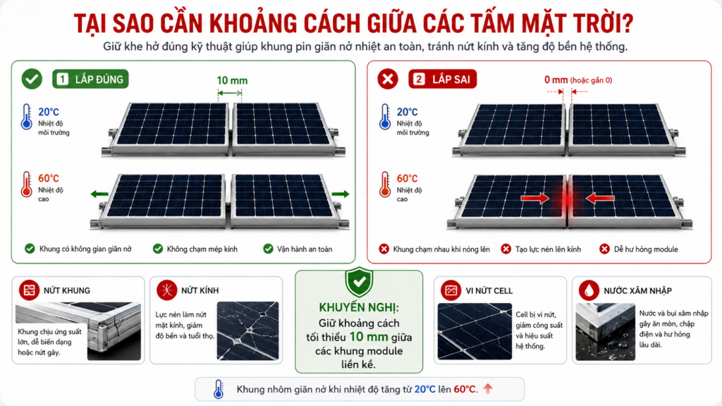 Tại Sao Lại Cần Khoảng Cách Lắp Giữa Các Tấm Pin Năng Lượng Mặt Trời?