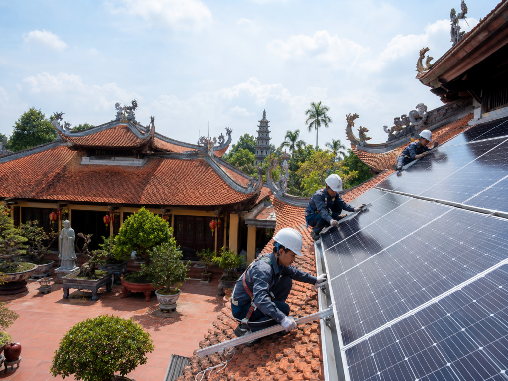 Lắp Đặt Hệ Thống Điện Mặt Trời Cho Nhà Chùa