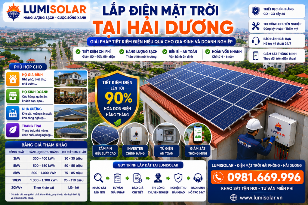 Lắp điện mặt trời tại Hải Dương