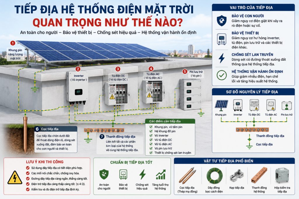 Tiếp Địa Hệ Thống Điện Mặt Trời Quan Trọng Như Thế Nào?