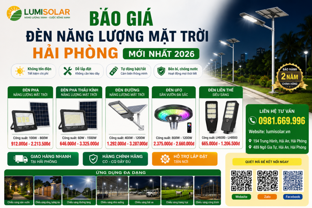 Đèn năng lượng mặt trời tại Hải Phòng – giải pháp chiếu sáng tiết kiệm, không tốn tiền điện