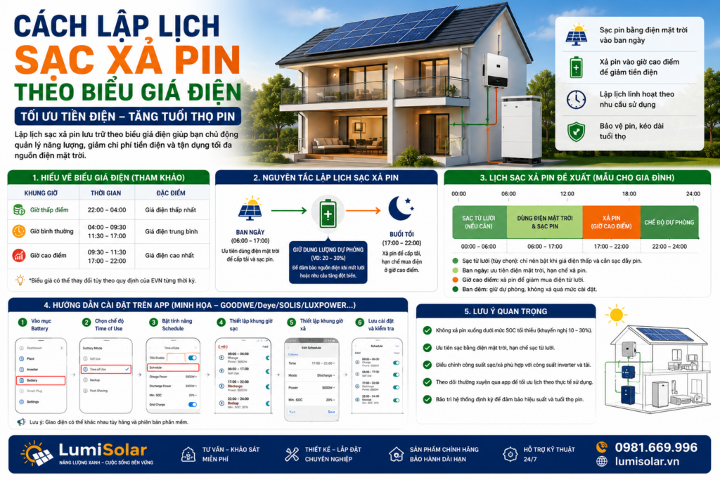 Cách Lập Lịch Sạc Xả Pin Theo Biểu Giá Điện