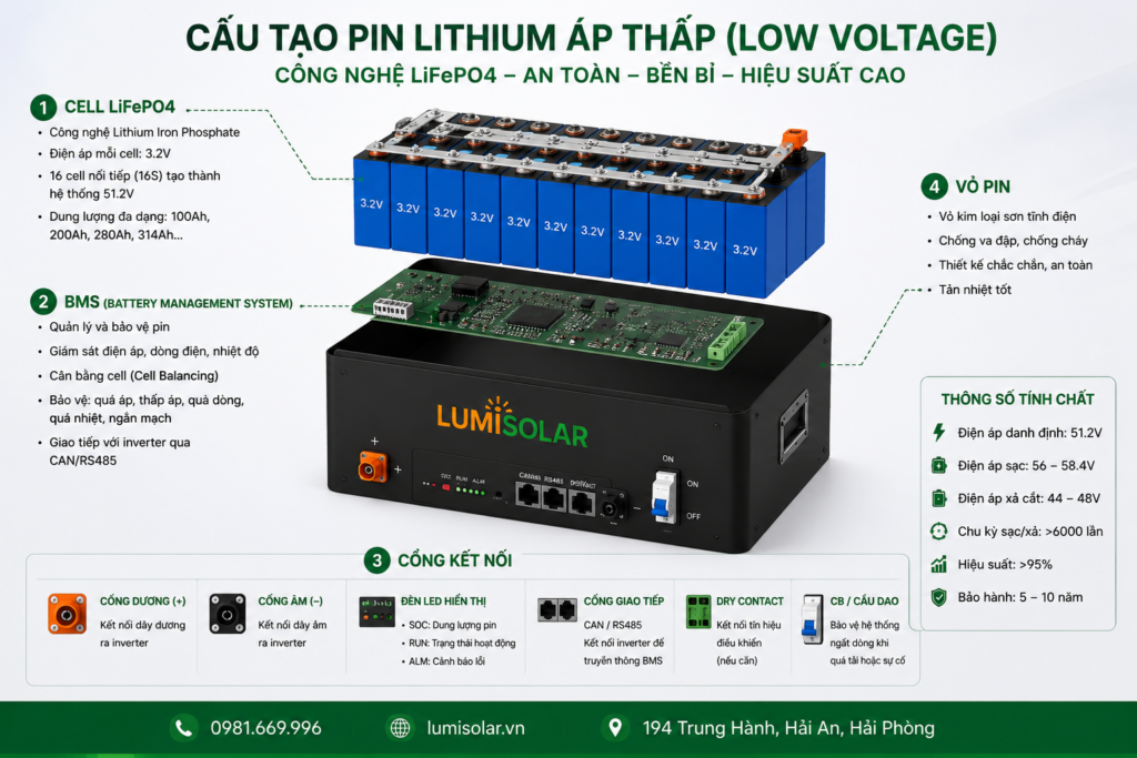 Cấu tạo của pin lithium áp thấp