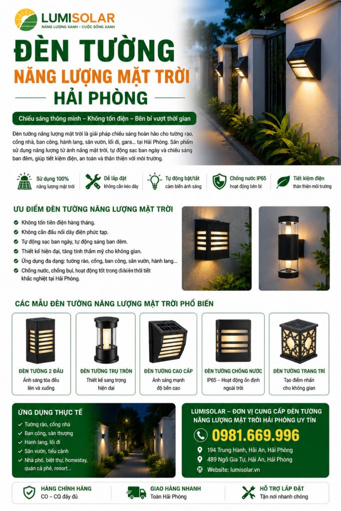 Đèn Tường Năng Lượng Mặt Trời Hải Phòng